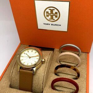 Tory Burch Women's Watch TBW2031 Gold Cream Dial Interchangeable Bezel